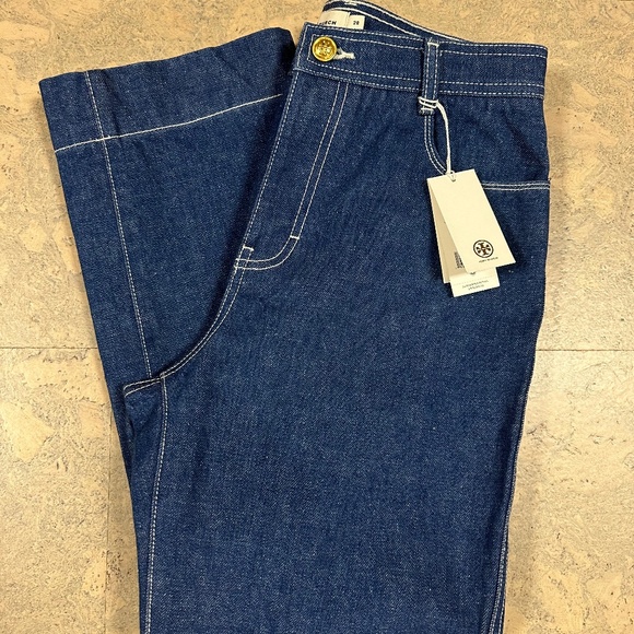 Tory Burch High Rise Cropped Jeans Contrast Stitch Size 28 - Picture 15 of 15